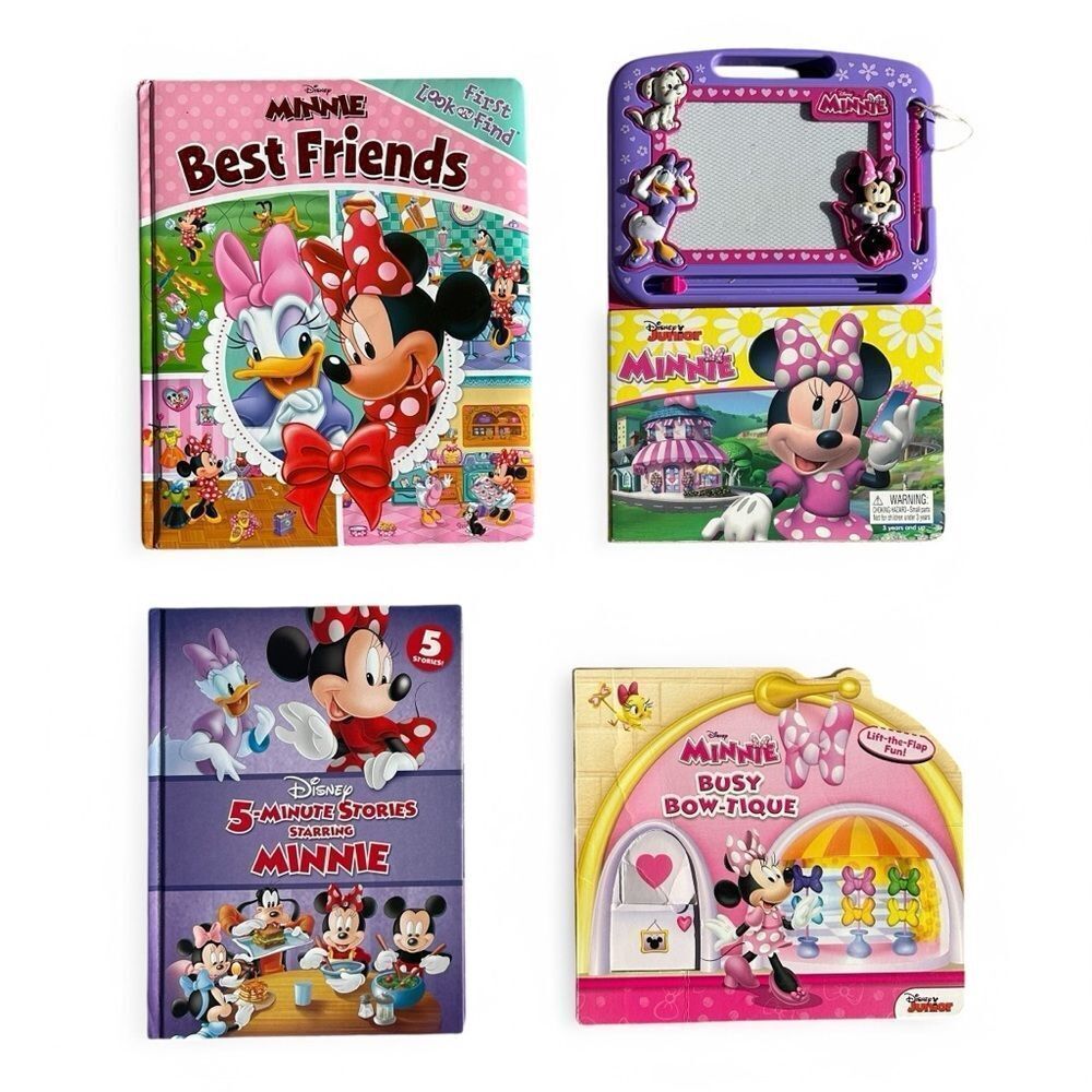 Disney Minnie Mouse Book Lot 4 Kids Stories Look Find Drawing Activity Board